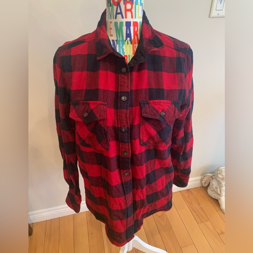 Roots Red and Black Checkered Button Down Shirt